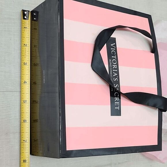 💗 VICTORIA'S SECRET Empty Paper Pink Shopping Gift Bag Cloth Handles w/Tissues - Picture 4 of 9